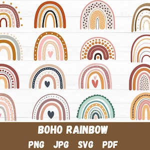 Boho rainbow svg bundle, cute rainbow svg, boho rainbow clipart, rainbow svg, hand drawn rainbow, rainbow clipart, boho stickers