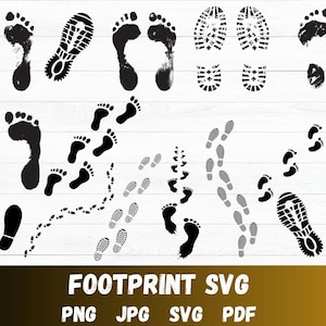 Footprint SVG, Foot Print Svg, Footprint Clipart, Shoe Print Svg, Shoe Step Cricut, Footsteps Svg, Footprints Vector, Instant Download, Png