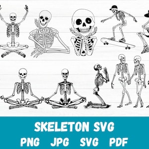 SKELETON SVG, Skeleton Svg Bundle, Skeleton Clipart, Skeleton Cut Files For Cricut, Halloween Svg