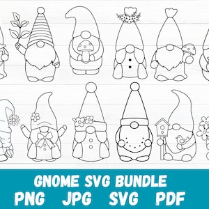Gnome SVG, Cute Garden Gnome SVG, Nordic Gnome Svg, Gnome Clipart, Flower Gnomes svg, Christmas Gnomes Svg, Cut File, Silhouette