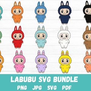 Labubu Designs SVG Bundle, Labubu Clipart, Labubu PNG, Cute Labubu Vector, Cartoon Character SVG, Cricut Cut Files, Digital Download, Labubu
