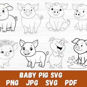 Baby Pig SVG Svg Bundle, Pig with Bandana Svg Bundle, Cute Baby Pig, Cute Pig Svg, Animal Svg file, Pig Face SVG, Pig Cut file