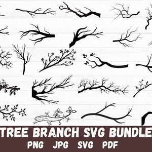 Branche d&#39;arbre Svg - Branche Svg - Branche Png - Clipart branche - Branche Silhouette - branche d&#39;arbre coupe Svg fichiers pour Cricut - branches Svg