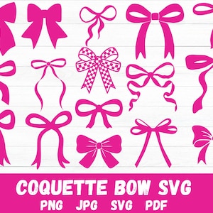 Coquette Bow SVG Bundle | Pink Ribbon Clipart, Hand-Drawn Bows for Cricut, Cute Bow Illustrations, Whimsical Clip Art, Digital Download