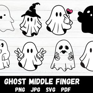 Ghost Middle Finger Svg Bundle, Halloween Svg Png, Ghost Middle Finger Clipart Shirt Svg, Silhouette, Svg Files For Cricut, Instant Download