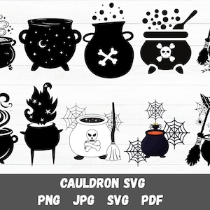 Cauldron SVG Bundle, Witches Cauldron SVG, Cauldron, Halloween, Pot SVG, Png, Svg Files for Cricut, Silhouette, Cricut, Sublimation Design