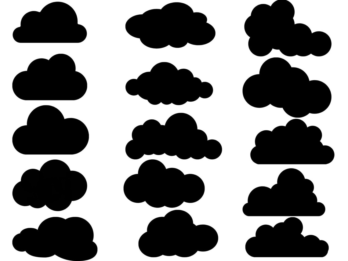Cloud Svg Bundle, Cloud Outline Svg, Cloud Clipart, Cloud Png Bundle ...