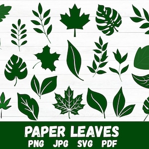 Paper Leaves SVG, Leaf Templates, Cut Files for Cricut, Silhouette, Clipart, Vector