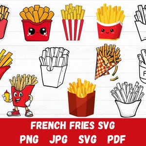 FRENCH FRIES SVG Bundle, French Fry svg, French Fries Vector Files, Small Fry Fries Svg, Fries Svg, Food Clip Art, Fry Day Clipart