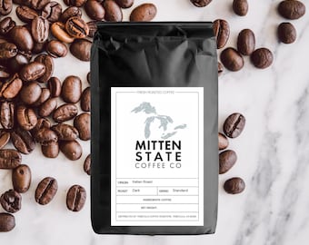 Mitten State Italian Roast Dark Coffee, Fresh Roasted Whole Bean or Ground