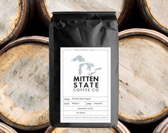 Whiskey Barrel Aged Coffee, Whole Bean or Ground, Fresh Roasted — Mitten State Coffee