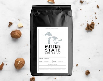 Hazelnut Coffee, Flavored Medium Roast, Whole Bean or Ground — Mitten State Coffee