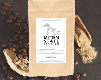 Mushroom Coffee Medium Roast, Lions Mane Cordyceps Reishi Coffee, Fresh Roasted Coffee Gift — Mitten State Coffee