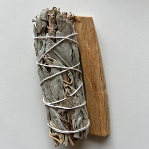 Palo Santo and White Sage Smudge Set for Home Energy Cleansing, Yoga Rituals, Meditation, Natural Incense for Spiritual Use