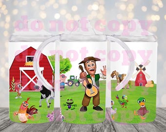 Vaso Png, DIGITAL, Dibujos animados, Granja de Zenón, Diseño de vaso para niños de 12 oz, Vaso para sorber