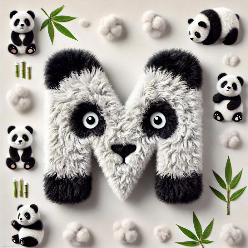 Alphabet Letter Panda PNG | Letters & Numbers 0-9 ABC A-Z Font ...