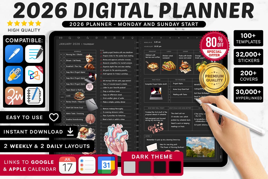 2026 Digital Planner for Goodnotes, Notability | Android. All-in-one ...