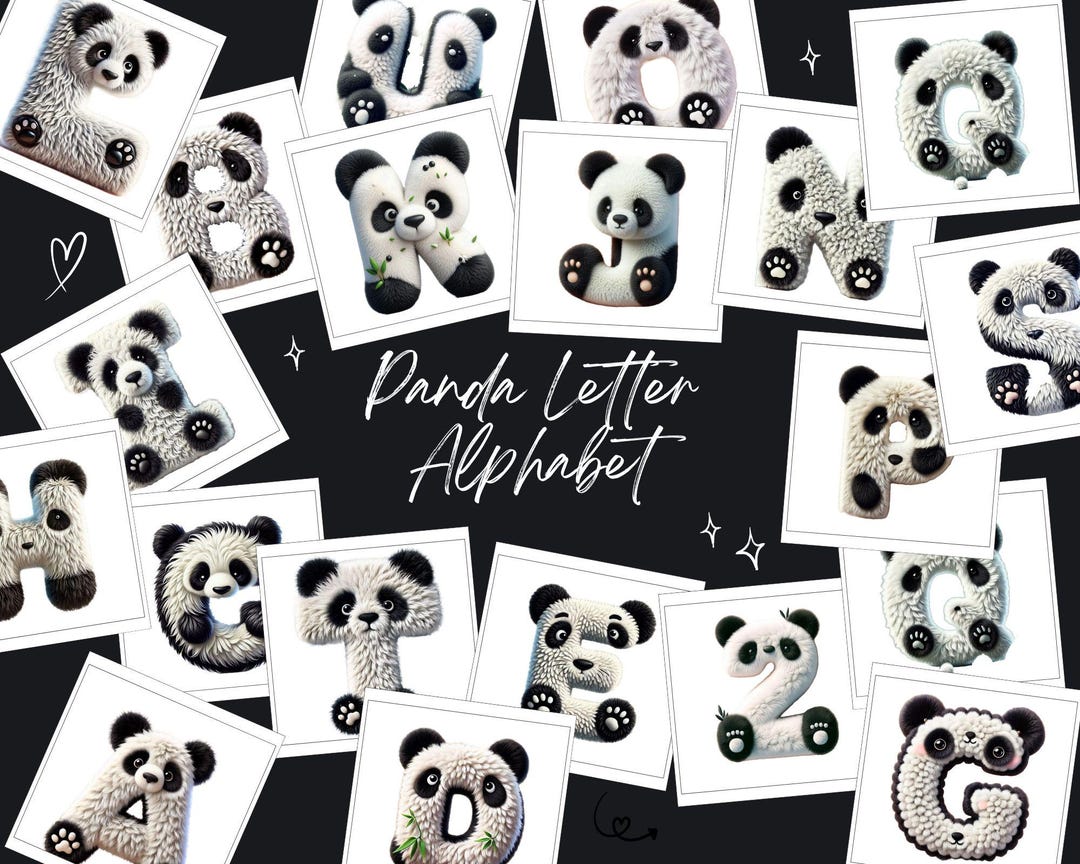 Alphabet Letter Panda PNG | Letters & Numbers 0-9 ABC A-Z Font ...