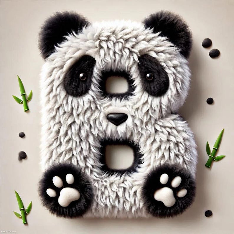 Alphabet Letter Panda PNG | Letters & Numbers 0-9 ABC A-Z Font ...