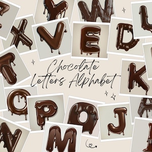 Chocolate Drip PNG Letters, Shiny 3D Alphabet Clipart A to Z, Chocolate Bar Decoration, Instant Download Gourmet PNG, Fun Alphabet Letter