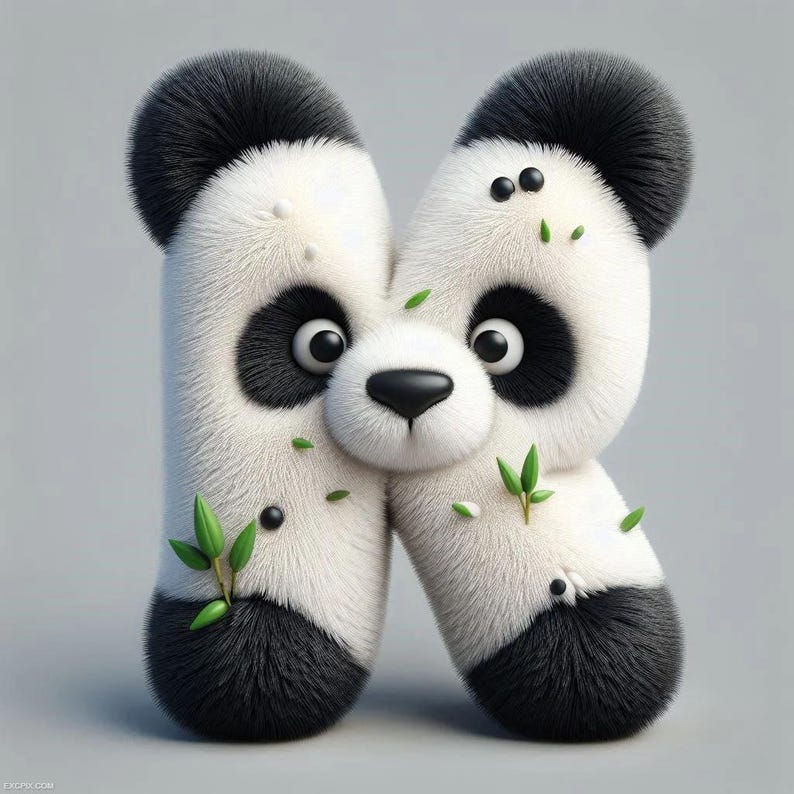 Alphabet Letter Panda PNG | Letters & Numbers 0-9 ABC A-Z Font ...