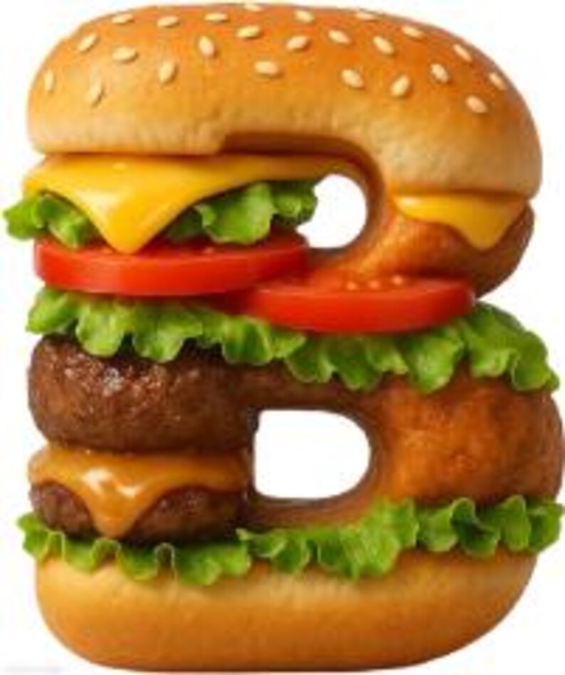 Hamburger Alphabet Letters PNG | Burger Font Clipart | Fast Food ...