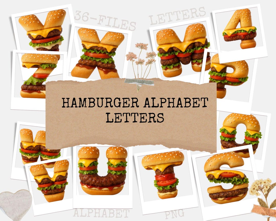 Hamburger Alphabet Letters PNG | Burger Font Clipart | Fast Food ...