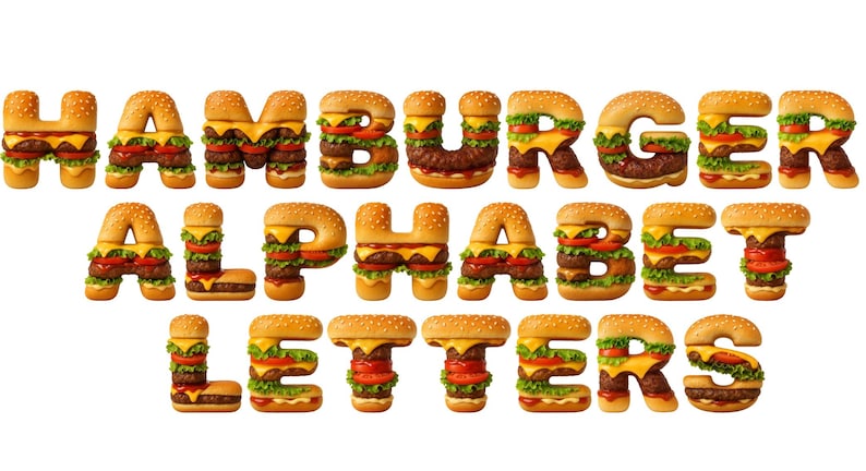 Hamburger Alphabet Letters PNG | Burger Font Clipart | Fast Food ...