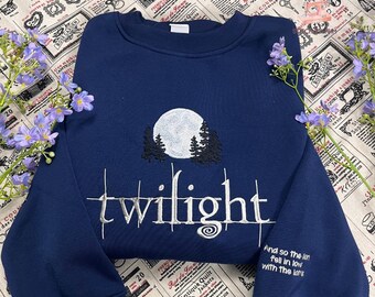Twilight Moon Embroidered Sweatshirt, Vampire Aesthetic Crewneck, Breaking Dawn Eclipse New Moon Shirt, Book Lover Gift,Cozy Vampire