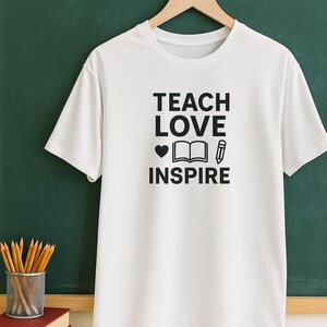 Classroom Inspiration Unisex Performance Tee, Motivational Teacher Shirt, Educator Gift, Positive Vibes T-shirt, Teach Love, Back to School