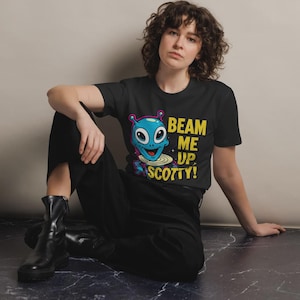 Camiseta con gráfico de extraterrestre: divertida camiseta unisex de dibujos animados, camiseta extraterrestre urbana, linda camiseta espacial para hombre y mujer, camiseta gráfica moderna.
