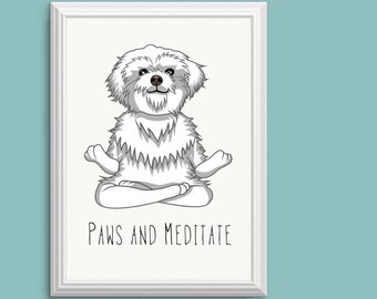 Paws and Meditate Digital Art Print - Instant Download