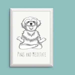 Paws and Meditate Digital Art Print - Instant Download