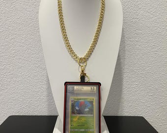 Slabchain Kit: Cuban Chain + Matte Red BGS Slabmag Case + Black Adapter Color for Standard Size BGS Cards