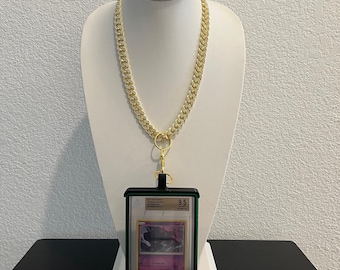 Kit Slabchain: Cadena cubana dorada + Estuche BGS Slabmag morado + Elige el color de tu adaptador para tarjetas BGS de tamaño mediano