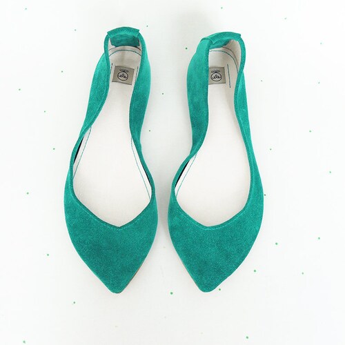 emerald green flat shoes