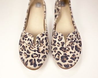 Oxfords Schuhe aus Leoparden Muster Leder, Animal Print Schuhe, Elehandmade