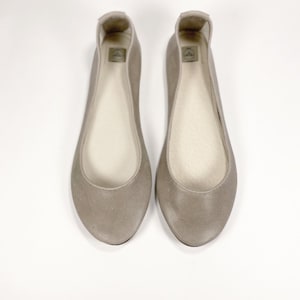 Handmade Ballet Flat Shoes in Light Taupe Italian Soft Leather, elehandmade