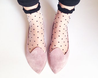 Pointed Toe Loafers in Old Pink Soft Italian Leather, Elehandmade Shoes