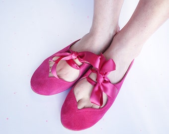 blue ballet flats with ribbon