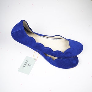 Ballet Flats Shoes in Royal Blue Italian Soft Leather, Bridal Shoes, Elehandmade image 6