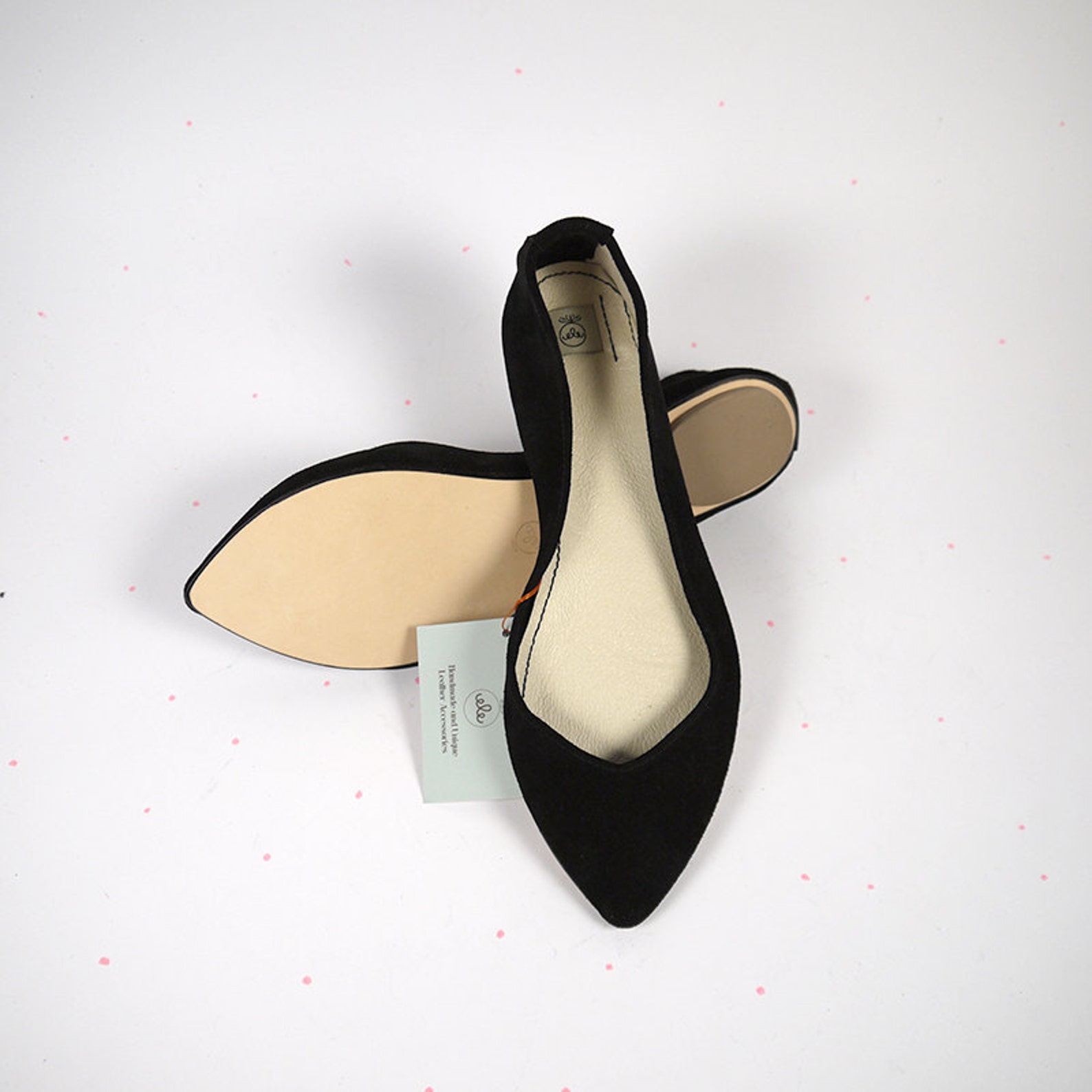 pointy shoes. ballet flats. pointy black shoes. black leather shoes. handmade ballet flats. personalized gift. handmade shoes. i