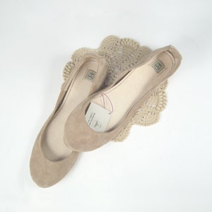 Ballet Flats Shoes in Rose Smoke Italian Soft Leather, Low Heel Bridal Shoes, Elehandmade image 1
