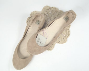 Ballet Flats Shoes in Rose Smoke Italian Soft Leather, Low Heel Bridal Shoes, Elehandmade