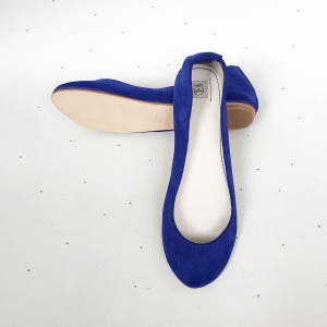 Blue Ballet Flats Shoes in Italian Leather, Elehandmade image 4