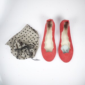 Red Ballet Flats Shoes in Soft Italian Leather, Low Heel Comfortable Shoes, Elehandmade image 4