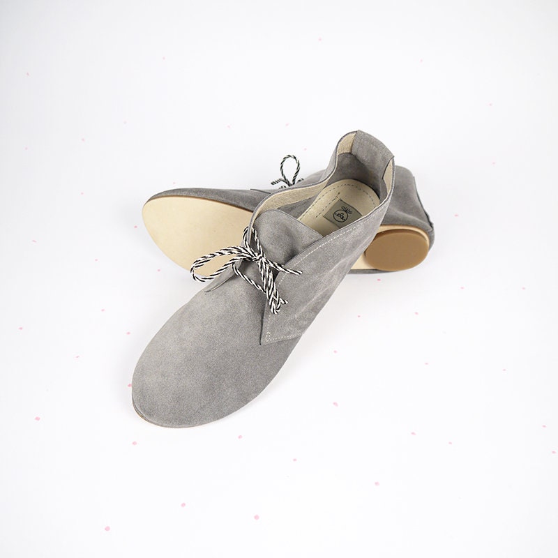 Desert Ankle Boots in Gray Grey Italian Leather Handmade | Etsy