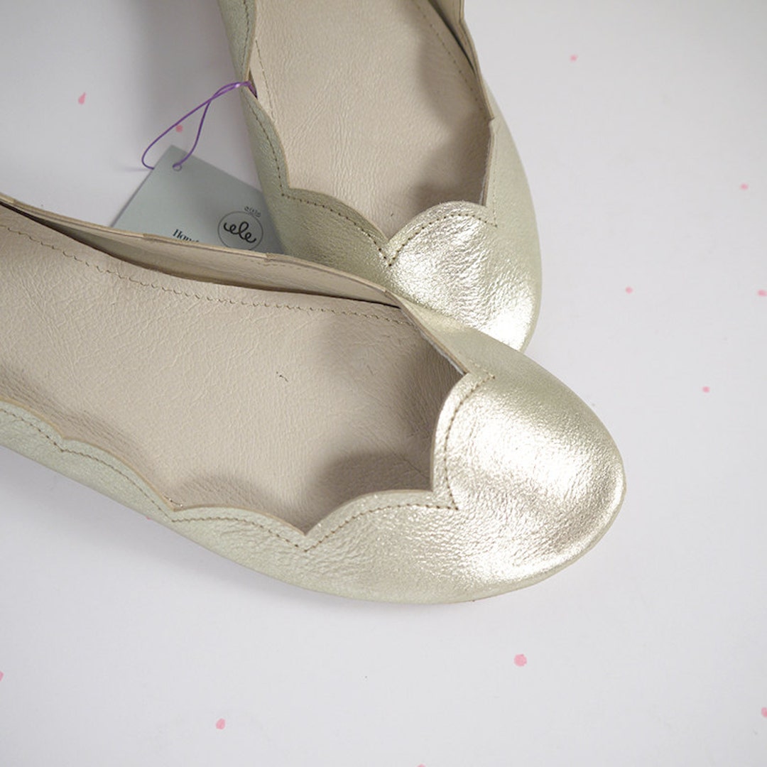 Ballerine in pelle italiana color oro: scarpe fatte a mano con
