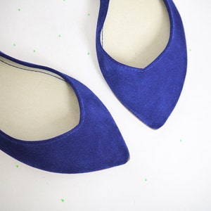 Pointy Toe Ballet Flats in Royal Blue Italian Leather, Brautschuhe, Elehandmade Shoes image 3