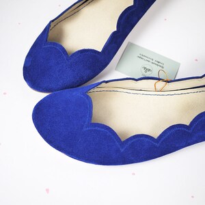 Ballet Flats Shoes in Royal Blue Italian Soft Leather, Bridal Shoes, Elehandmade 画像 4